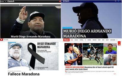 Maradona, la notizia sui siti di tutto il mondo