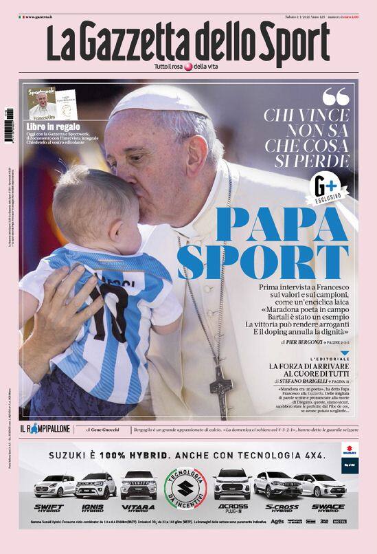 La prima pagina della Gazzetta dello Sport del 2 gennaio 2021