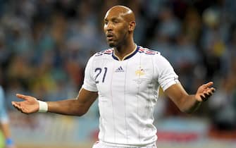 A file picture dated 11 June 2010 shows French forward Nicolas Anelka reacting during the FIFA World Cup 2010 group A preliminary round match between Uruguay and France at the Green Point stadium in Cape Town, South Africa. 
ANSA/OLIVER WEIKEN 