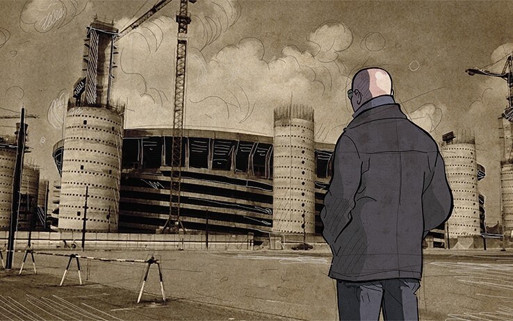 Illustrazione di Giuseppe Ferrario, in esclusiva per Sky Sport sacchi san siro
