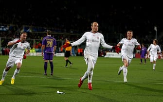 8492378 Bayern Munich's Arjen Robben celebrates scoring their second goal of the game