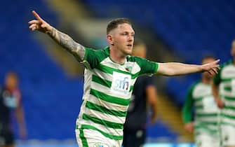 The New Saints' Declan McManus celebrates scoring their side's third goal of the game during the UEFA Europa Conference League match at the Cardiff City Stadium, Cardiff. Picture date: Thursday August 5, 2021.