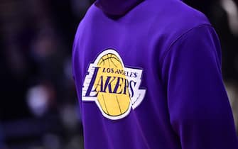 LOS ANGELES, CA - MAY 6: The Los Angeles Lakers logo pictured on a jacket before the game against the LA Clippers on May 6, 2021 at STAPLES Center in Los Angeles, California. NOTE TO USER: User expressly acknowledges and agrees that, by downloading and/or using this Photograph, user is consenting to the terms and conditions of the Getty Images License Agreement. Mandatory Copyright Notice: Copyright 2021 NBAE (Photo by Adam Pantozzi/NBAE via Getty Images)