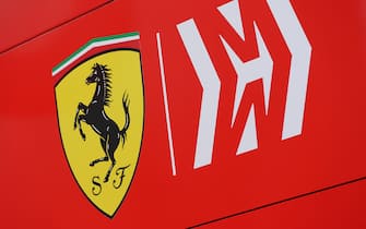 A view of the Ferrari Logo during day two of pre-season testing at the Circuit de Barcelona-Catalunya.