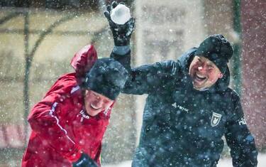 Rubin Kazan, allenamento con palle di neve. VIDEO