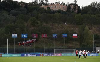 Serravalle, Italy, 5th September 2021. Poland fans without tickets to enter, look on from the surrounding hills during the FIFA World Cup qualifiers match at San Marino Stadium, Serravalle. Picture credit should read: Jonathan Moscrop / Sportimage via PA Images