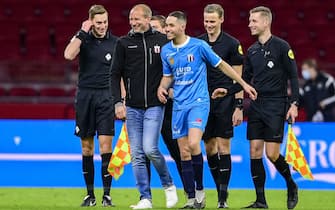 AMSTERDAM - Devin Plank of Excelsior Maassluis during the Toto Knvb Cup match between Ajax Amsterdam and Excelsior Maassluis (am) at the Johan Cruijff ArenA on August 14, 2021 in Amsterdam, Netherlands. ANP OLAF KRAAK (Photo by ANP via Getty Images)