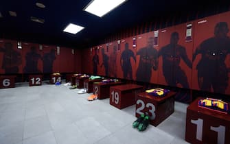 BARCELONA, SPAIN - MAY 01: General view of the FC Barcelona dressing room ahead of the UEFA Champions League Semi Final first leg match between Barcelona and Liverpool at Camp Nou stadium on May 01, 2019 in Barcelona, Spain. (Photo by Alex Caparros - UEFA/UEFA via Getty Images)