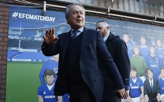 epa08084825 Everton's owner Farhad Moshiri waves as he arrives to the English Premier League soccer match between Everton and Arsenal FC at Goodison Park in Liverpool, Britain, 21 December 2019.  EPA/LYNNE CAMERON EDITORIAL USE ONLY.  No use with unauthorized audio, video, data, fixture lists, club/league logos or 'live' services. Online in-match use limited to 120 images, no video emulation. No use in betting, games or single club/league/player publications.