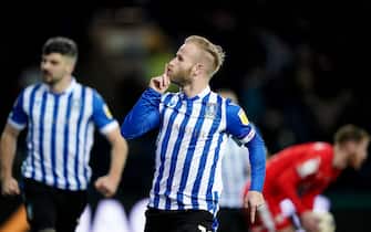 Sheffield Wednesday&#x92;s Barry Bannan celebrates scoring the opening goal from a penalty during the Sky Bet League One match at Hillsborough, Sheffield. Picture date: Tuesday February 8, 2022.