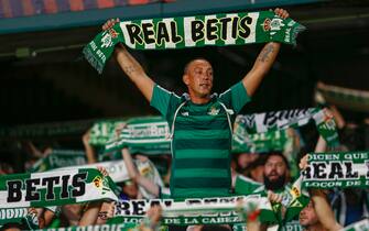 Real Betis fans during the UEFA Europa League match between Real Betis and PFC Ludogorets, Group C, played at Benito Villamarin Stadium on Sep 15, 2022 in Sevilla, Spain. (Photo by Antonio Pozo / pressinphoto / Sipa USA))