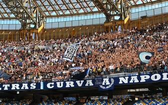 Supporters of SSC Napoli during the Serie A match between SSC Napoli and Spezia Calcio at Stadio Diego Armando Maradona on September 10, 2022 in Naples, Italy. Photo by Nicola Ianuale.