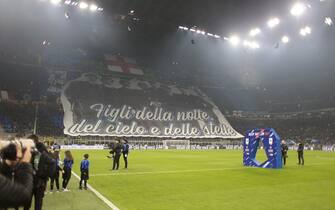 Inter fans coreography during the Italian Serie A football match between Fc Internazionale and Juventus Fc, on 19 March 2023 at Stadio Giuseppe Meazza, San Siro, Milan, Italy. Photo Nderim Kaceli