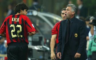 ©Nando Vescusio / La Presse
29-09-2004 Milano
Sport - Calcio
Champions League 2004 / 2005
Milan - Celtic Glasgow
Nella foto: Kakˆ e Carlo Ancelotti