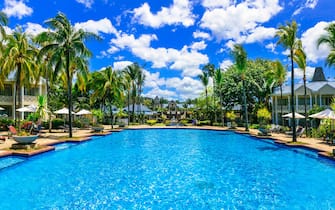 Tropical paradise, luxury resort with swimming pool in Le Morne,Mauritius island.