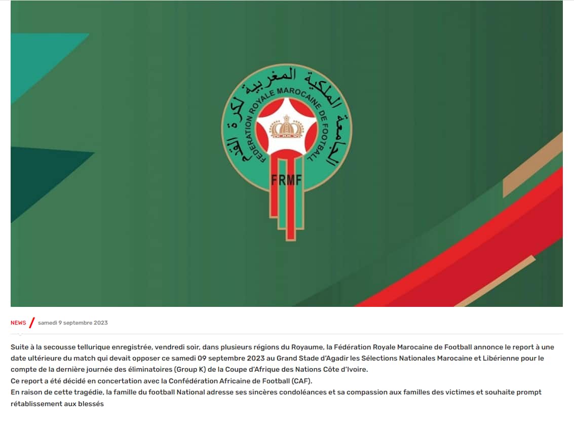 Il comunicato della Federazione del Marocco
