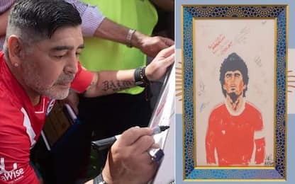 In vendita il ritratto di Diego col suo autografo