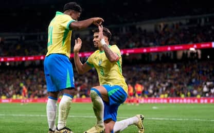 Segna il talentino Endrick, Spagna-Brasile 3-3