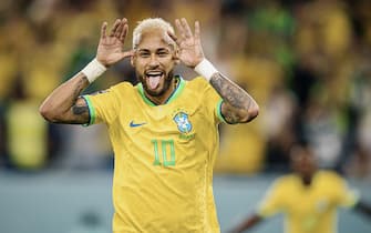 DOHA, CA - 05.12.2022: BRAZIL VS SOUTH KOREA - Neymar Jr. of Brazil celebrates after scoring a penalty during the match between Brazil and South Korea, valid for the round of 16 of the World Cup, held at Estádio Estádio 974 in Doha, Qatar. (Photo: Marcelo Machado de Melo/Fotoarena/Sipa USA)
