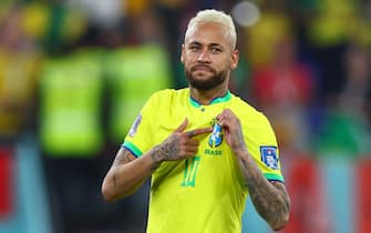 05 December 2022, Qatar, Doha: Soccer, World Cup, Brazil - South Korea, Final round, Round of 16, Stadium 974, Brazil's Neymar cheers after the final whistle. Photo: Tom Weller/dpa