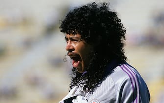 Rene Higuita (Colombia) during a first round match of the 1990 FIFA World Cup. Columbia defeated the United Arab Emirates 2-0.  (Photo by Jean-Yves Ruszniewski/TempSport/Corbis/VCG via Getty Images)