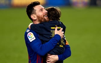 BARCELONA, SPAIN - APRIL 27: Lionel Messi of FC Barcelona celebrates with his son CIro Messi following in his team's victory in the La Liga match between FC Barcelona and Levante UD at Camp Nou on April 27, 2019 in Barcelona, Spain. (Photo by Quality Sport Images/Getty Images)