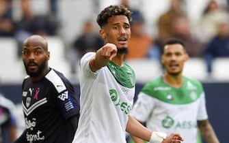 Saint-Etienne's French defender William Saliba gestures during the French L1 football match between Bordeaux and Saint-Etienne (ASSE) on October 20, 2019, at the Matmut Atlantique stadium in Bordeaux, southwestern France. (Photo by NICOLAS TUCAT / AFP) (Photo by NICOLAS TUCAT/AFP via Getty Images)