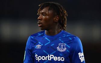 1194770288 LIVERPOOL, ENGLAND - DECEMBER 18: Moise Kean of Everton looks on during the Carabao Cup Quarter Final match between Everton FC and Leicester FC at Goodison Park on December 18, 2019 in Liverpool, England. (Photo by Chris Brunskill/Fantasista/Getty Images)