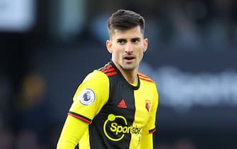 WATFORD, ENGLAND - JANUARY 18: Ignacio Pussetto of Watford during the Premier League match between Watford FC and Tottenham Hotspur at Vicarage Road on January 18, 2020 in Watford, United Kingdom. (Photo by Richard Heathcote/Getty Images)
