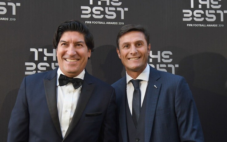 Ivan Zamorano con il vicepresidente dell'Inter Javier Zanetti