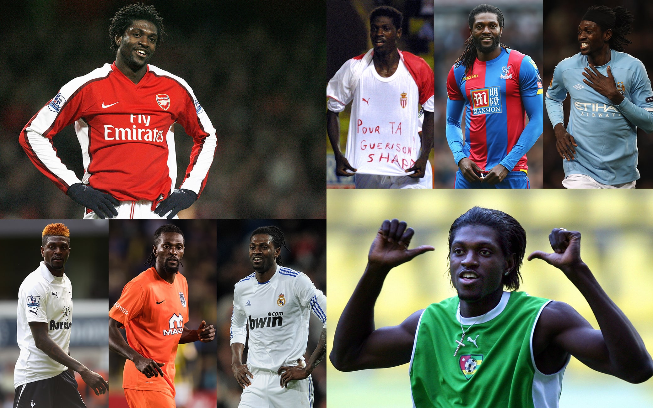 Tante maglie (e gol) nella carriera di Adebayor
