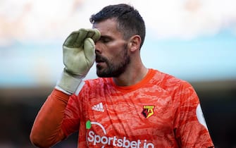 epa07859330 Watford's goalkeeper Ben Foster reacts during the English Premier League soccer match between Manchester City and Watford FC in Manchester, Britain, 21 September 2019.  EPA/PETER POWELL EDITORIAL USE ONLY. No use with unauthorized audio, video, data, fixture lists, club/league logos or 'live' services. Online in-match use limited to 120 images, no video emulation. No use in betting, games or single club/league/player publications