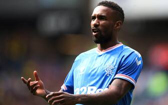 GLASGOW, SCOTLAND - JULY 07: Jermain Defoe of Rangers looks on during the pre season friendly match between Rangers and Oxford United  at Ibrox Stadium on July 07, 2019 in Glasgow, Scotland. (Photo by Ian MacNicol/Getty Images)