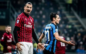 ESCLUSIVA MILAN 
Foto LaPresse - Spada
09 Febbraio 2020 - Milano  (Italia) 
Sport Calcio 
A.C. Milan- Stagione 2019-2020 - Serie A 
Inter vs Milan 
Nella foto: esultanza dopo il gol 0-1 Rebic , Zlatan Ibrahimovic

EXCLUSIVE MILAN 
Photo LaPresse - Spada
February 09 , 2020 Milan ( Italy ) 
Sport Soccer
A.C. Milan- Season 2019-2020 - Serie A 
Inter vs Milan  
In the pic:  celebrates after scoring 0-1 , Rebic , Zlatan Ibrahimovic