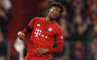 epa08235810 Bayern's Kingsley Coman reacts during the German Bundesliga soccer match between Bayern Munich and SC Paderborn in Munich, Germany, 21 February 2020.  EPA/LUKAS BARTH-TUTTAS CONDITIONS - ATTENTION: The DFL regulations prohibit any use of photographs as image sequences and/or quasi-video.