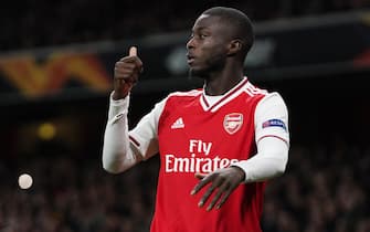 epa07947638 Nicolas Pepe of Arsenal during the UEFA Europa League Group F match between Arsenal London and Vitoria Guimaraes in London, Britain, 24 October 2019.  EPA/WILL OLIVER