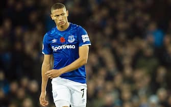 epa07970013 Everton's Richarlison reacts during the English Premier League soccer match between Everton FC and Tottenham Hotspur at the Goodison Park in Liverpool, Britain, 03 November 2019.  EPA/PETER POWELL EDITORIAL USE ONLY. No use with unauthorized audio, video, data, fixture lists, club/league logos or 'live' services. Online in-match use limited to 120 images, no video emulation. No use in betting, games or single club/league/player publications