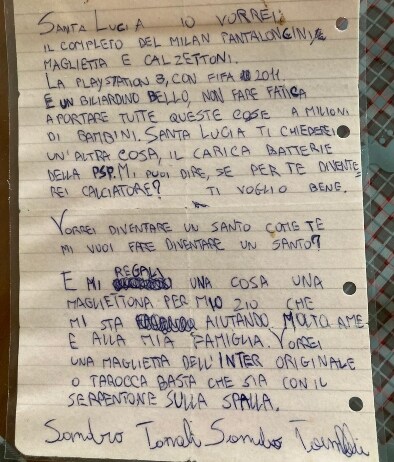 La letterina a Santa Lucia conservata dalla nonna