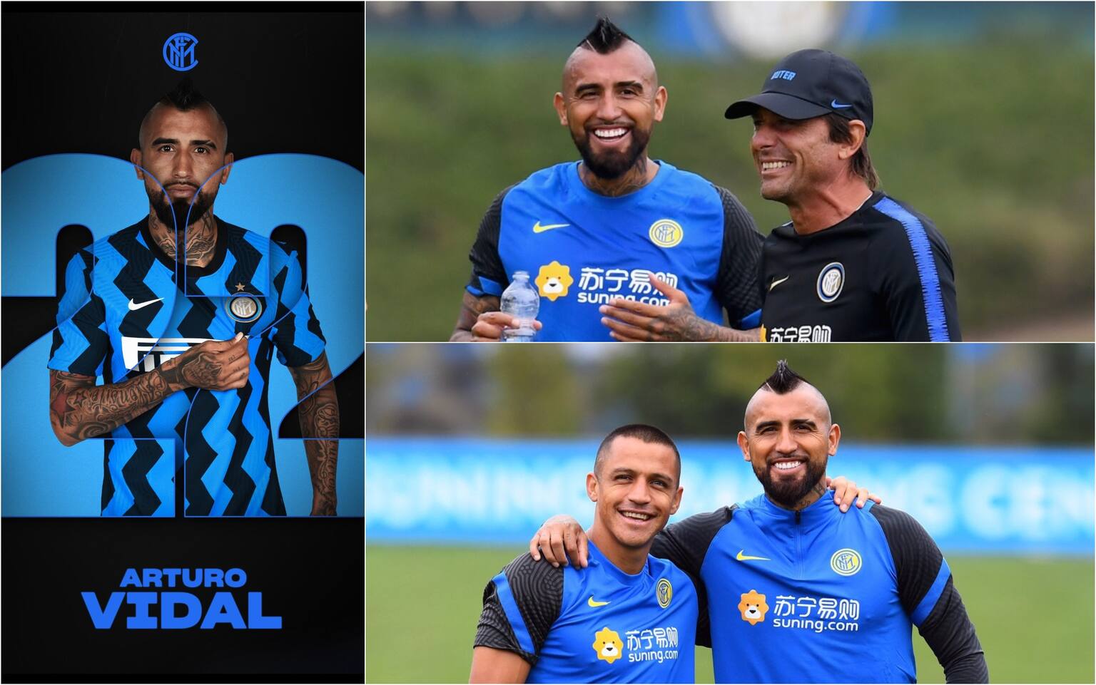 Vidal Inter Vidal, prime foto con la maglia dell'Inter: grandi sorrisi con Conte ...