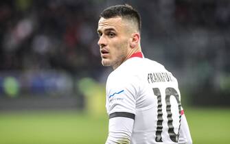 epa08138763 Frankfurt's Filip Kostic reacts during the German Bundesliga soccer match between TSG 1899 Hoffenheim and Eintracht Frankfurt in Sinsheim, Germany, 18 January 2020.  EPA/ARMANDO BABANI CONDITIONS - ATTENTION: The DFL regulations prohibit any use of photographs as image sequences and/or quasi-video
