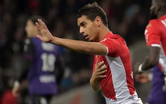 Monaco's French forward Wissam Ben Yedder celebrates after scoring a goal during the French L1 football match between Toulouse (TFC) and Monaco (ASM) on December 4, 2019, at the Municipal Stadium in Toulouse, southern France. (Photo by PASCAL PAVANI / AFP) (Photo by PASCAL PAVANI/AFP via Getty Images)