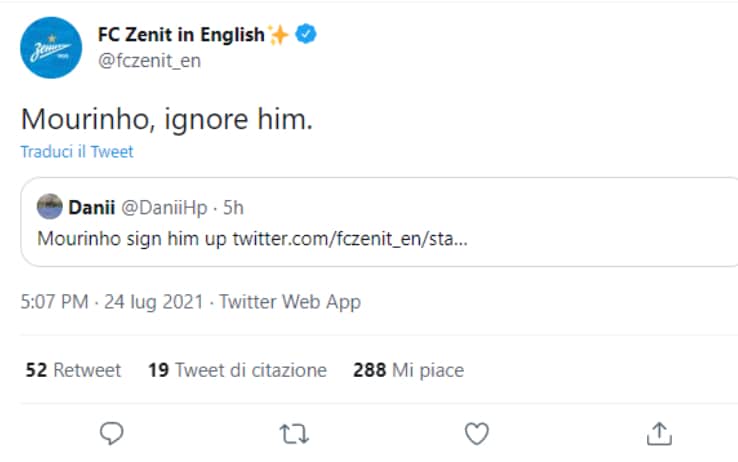 Il tweet dello Zenit Il tweet dello Zenit
