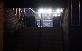 General view from inside an empty concourse before the Premier League match at Goodison Park, Liverpool. Picture date: Monday March 1, 2021.