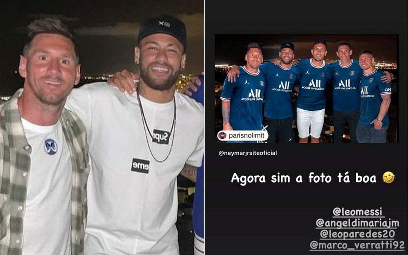 Neymar, la foto con Messi adesso va bene: tutti con la maglia del Psg