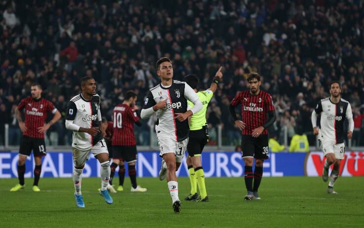 Dybala festeggia il gol contro il Milan