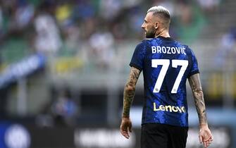 MILAN, ITALY - August 21, 2021: Marcelo Brozovic of FC Internazionale looks on during the Serie A football match between FC Internazionale and Genoa CFC. (Photo by NicolÃ² Campo/Sipa USA)