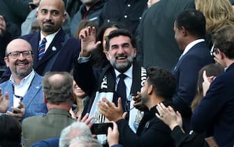 New Newcastle United chairman Yasir Al-Rumayyan waves the supports prior to kick-off in the Premier League match at St. James' Park, Newcastle. Picture date: Sunday October 17, 2021. (Photo by Owen Humphreys/PA Images via Getty Images)