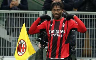 AC Milan’s Rafael Leao jubilates after scoring goal of 1 to 0 during the Italian serie A soccer match between AC Milan and Spezia at Giuseppe Meazza stadium in Milan,  17 January   2022.
ANSA / MATTEO BAZZI