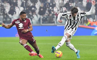 Juventus’ Dusan Vlahovic and Torino’s Bremer in action during the italian Serie A soccer match Juventus FC vs Torino FC at the Allianz Stadium in Turin, Italy, 18 February 2022.
ANSA/ALESSANDRO DI MARCO