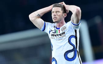 Inter’s iRobin Gosens disappointed during the italian Serie A soccer match Torino FC vs FC Inter at the Olimpico Gtande Torino Stadium in Turin, Italy, 13 March 2022 ANSA/ALESSANDRO DI MARCO